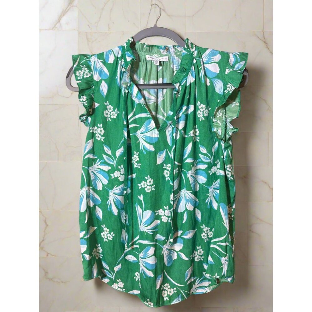 Maison‎ d’Amelie Floral Ruffle Sleeve Blouse